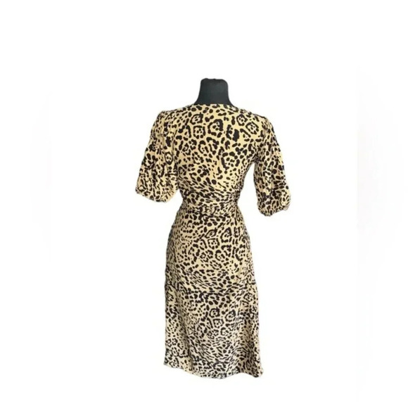 FAITHFULL THE BRAND ELFRIDA Leopard Print Wrap Midi dress XS - Picture 6 of 10
